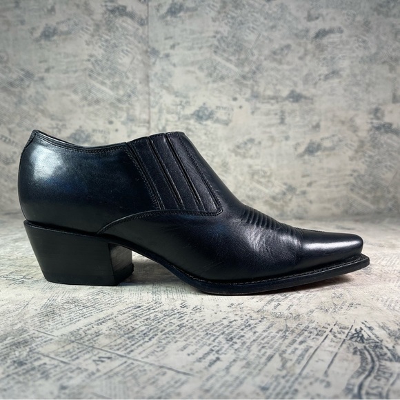 CHARLIE 1 HORSE Brazilian  Western Black Leather Ankle Boot Mules Size 6 - Picture 1 of 14